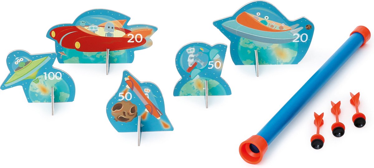 Cerbatana para rascar - espacio - con 5 robots y 3 flechas - 5 años