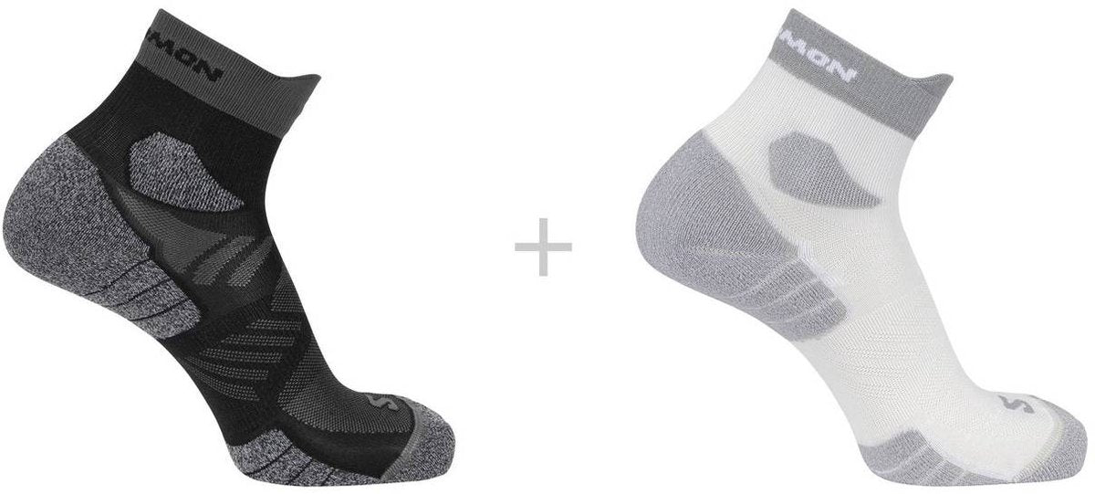 Salomon - aero ankle socks | 2-pack | enkelsokken | maat l 42-44 - zwart wit