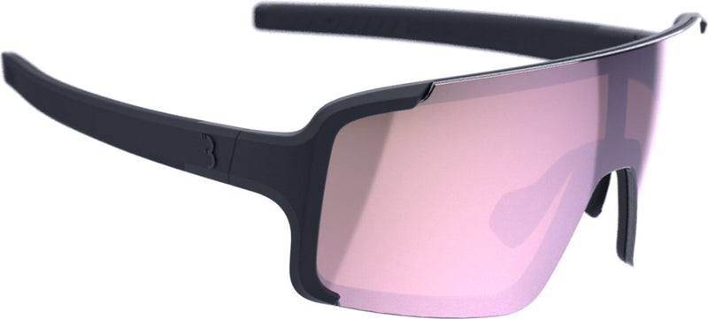 Occhiali da ciclismo Bbb Cycling Chester stretti per uomo e donna - occhiali sportivi per visi stretti - occhiali da ciclismo con lente grande - aste in gomma - nero opaco mlc rosa - bsg-73