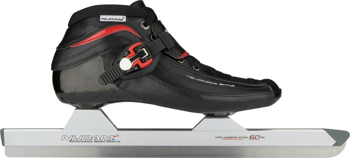 Nijdam premium norenschaatsen carbon - laag - zwart rood - maat 45