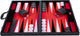 Engelhart backgammon 21 inch - rood, zwart wit ingelegd bord - luxe zwarte koffer met handvat -
