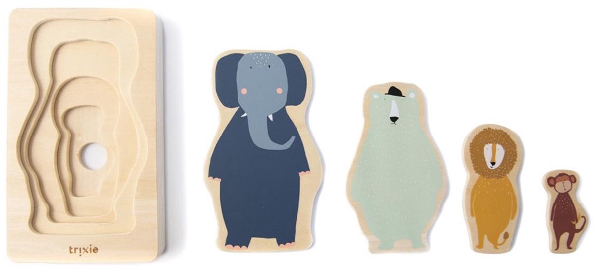 Trixie wooden 4-layer puzzle animals, 5st.