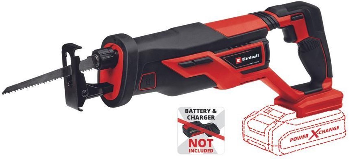 Einhell accu reciprozaag te-ap 18 26 li solo - power x-change - 18 v li-ion - 0-2.600 t min - slaghoogte: 26 mm - max. zaagdiepte (hout kunststof metaal): 180 20 12 mm - incl. 1x zaagblad voor hout - excl. accu en lader