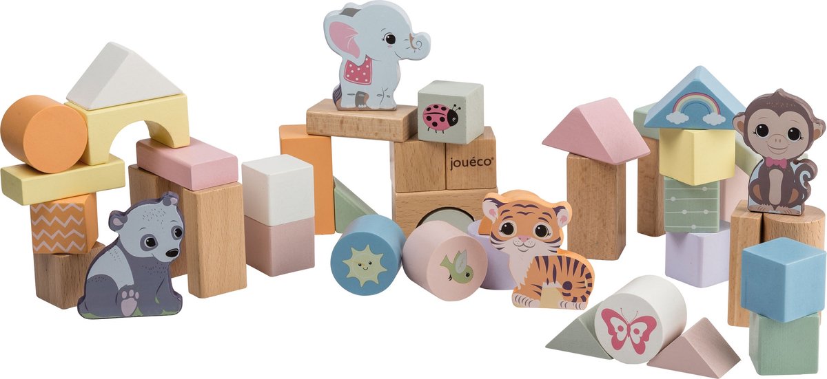 Joueco the Wildies Wooden Blocks, 50st