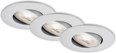 Briloner kulana - juego de 3 focos empotrables - luminarias empotrables giratorias - 3 x LED 5w 460lm - color de luz: blanco cálido - profundidad de instalación: 30mm - dimensiones de instalación: 68mm - producto: ø90mm - cromo mate