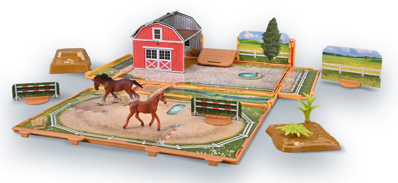 Set da gioco con libro sugli animali Collecta - cavalli - miniatura - incluse 2 minifigure
