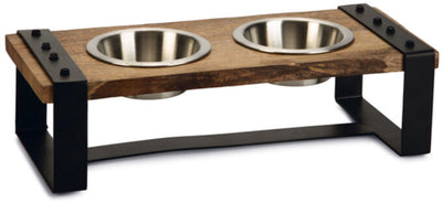 Designed by Lotte Karinto dog food bowl - dinner set - dog food bowl drinking bowl - wood metal - 2x350ml - size s