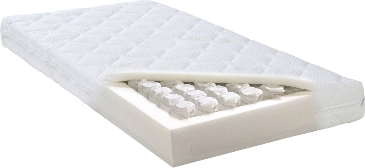 Abz micropocket junior matras 120 200 14 cm - matras - micorpocketveren - ergonomisch 7 zones - gerold