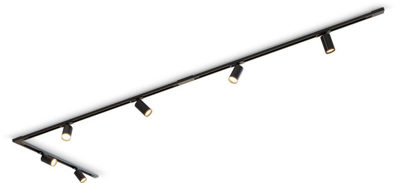 Set illuminazione a binario Calex, 3m con 6 faretti, gu10, nero opaco, lampada da soffitto a binario