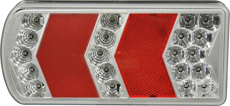 Luz trasera LED Carpoint - 12 24 voltios - izquierda - 6 funciones - luz de freno, intermitente, luz trasera, iluminación de matrícula, reflector de luz antiniebla trasera - montaje con tornillos 5 cables de conexión premontados - dimensiones 227x106mm