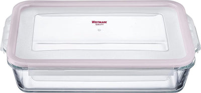 Fuente para hornear de vidrio sin marca, 2200 ml, hermética, apta para microondas y horno
