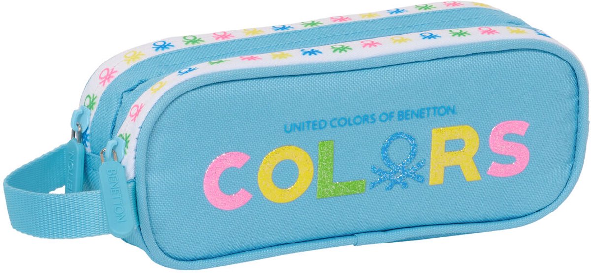 Astuccio portapenne Benetton a 2 scomparti primavera azzurro cielo 21 x 8 x 6 cm