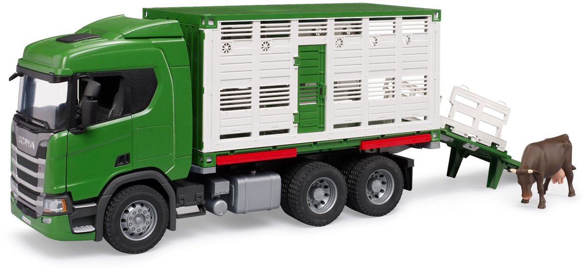 Bruder Scania Super 560R Veepersportwagen con 1 vaca