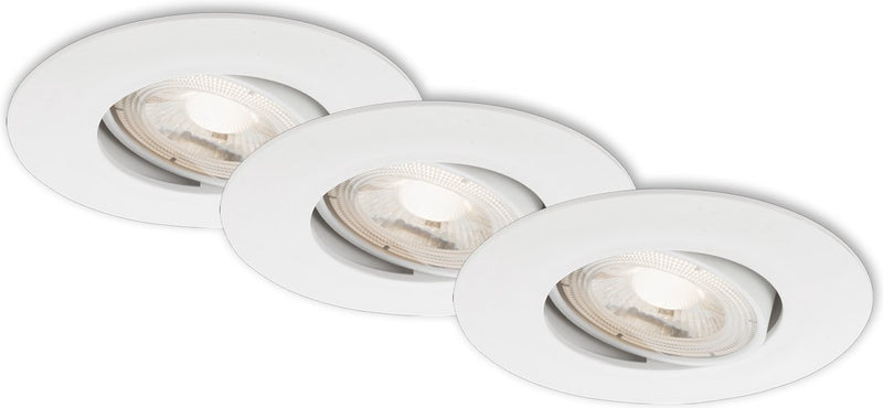 Briloner kulana - inbouwspots set van 3 - dimbaar - draaibare inbouwarmaturen - 3 x led 5w 460lm - lichtkleur: warm wit - inbouwdiepte: 30mm - inbouwmaat: 68mm - product: ø90mm - wit