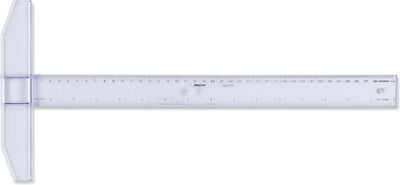 Aristo tekenhaak - lengte 40cm - mm cm inch schaalverdeling - glashelder plexiglas - met anti-slip noppen - ar-23174