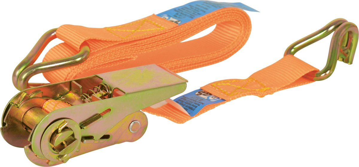 Carpoint spanband met ratel en haken – 7 meter – 350 kg – tüv gecertificeerd – polyester – voor vastzetten lading