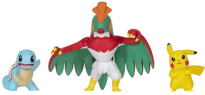 Pokémon Pokemon Battle Figure Confezione da 3 - Squirtle, Hawlucha, Pikachu