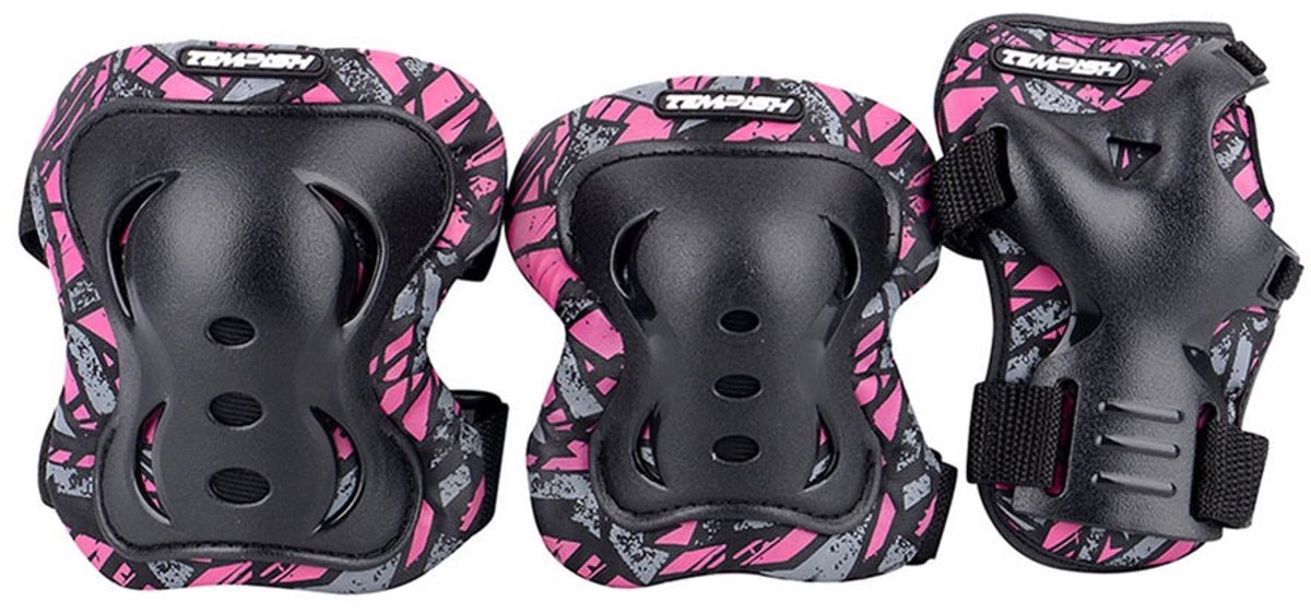 Tempish set de protección para patines para adultos - protectores de rodilla, codo, muñeca - rosa - talla m