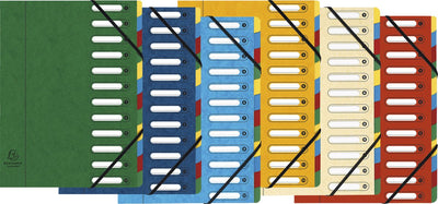 Carpeta clasificadora Exacompta 6x harmonika® con lomo extensible y ventanas recortables - 12 divisiones - surtidas - 5312e