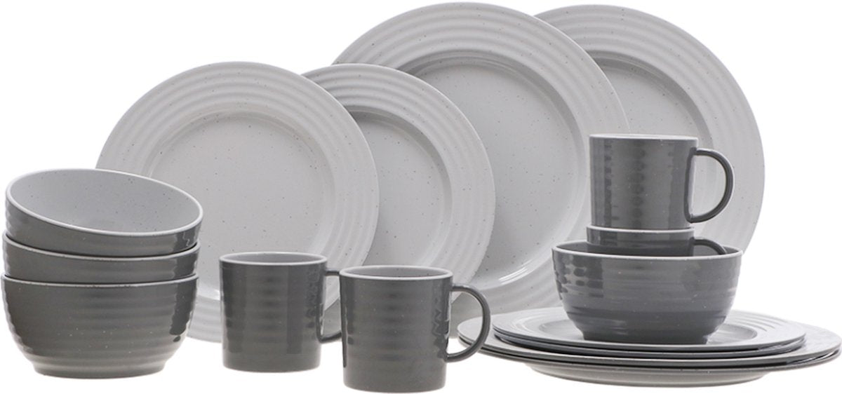 Travellife rota camping tableware set gray 16-piece - sturdy and scratch-resistant melamine - dishwasher safe