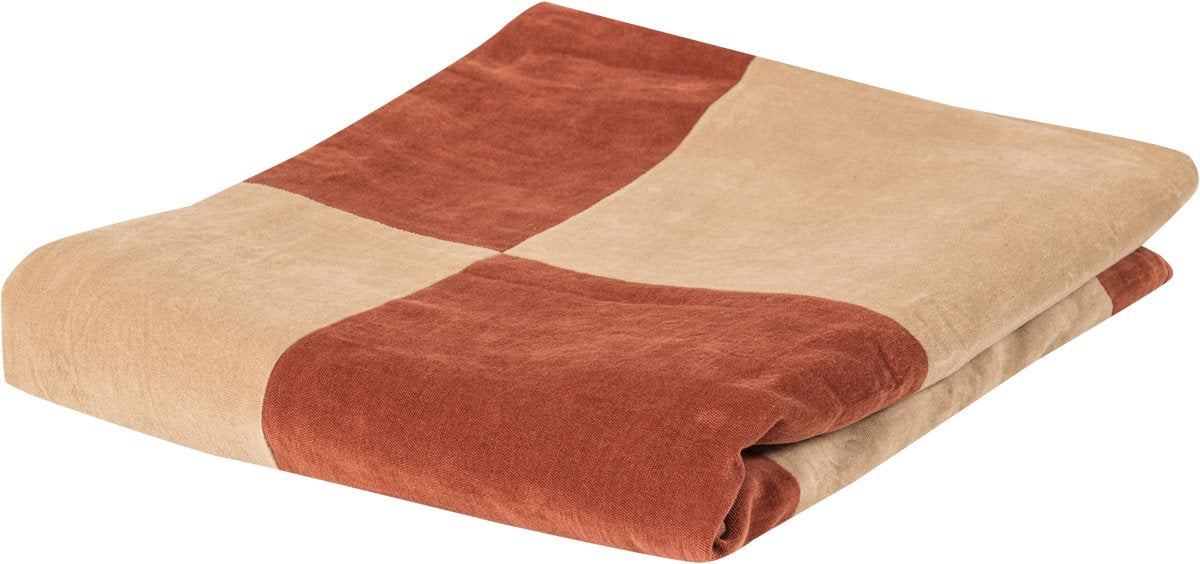 Woood zena kleed - velvet - roestbruin beige - 1x170x130