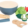 Peque de juego de ensalada de comida de juguete de madera de pie de pie, 11dlg.
