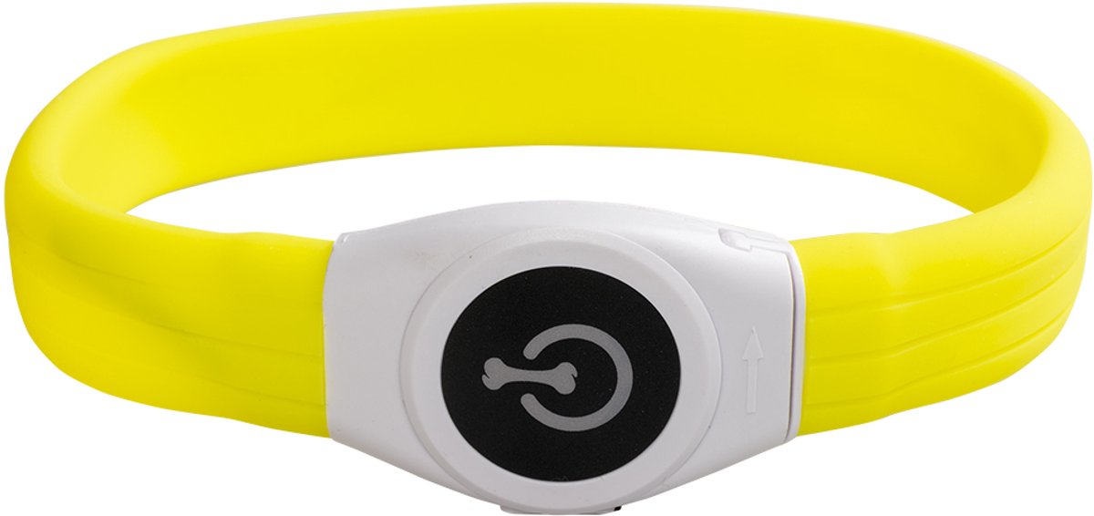 Duvo plus - dierenkleding - hond - flash light ring maxi usb silicon 45x2,5x1cm geel - 1st