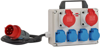 Distributore di corrente compatto Brennerstuhl BKV 2 4 T Distributore di corrente da cantiere IP44 con maniglia per il trasporto, ca. Cavo da 2 m, per uso esterno continuo IP44