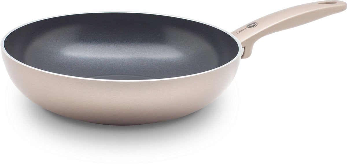 Greenpan cambridge padella wok 28 cm - 3,5 l - rivestimento antiaderente senza pfas - padella wok a induzione - padella in ceramica - adatta al forno fino a 180°C - maniglie fredde - senza coperchio - bronzo