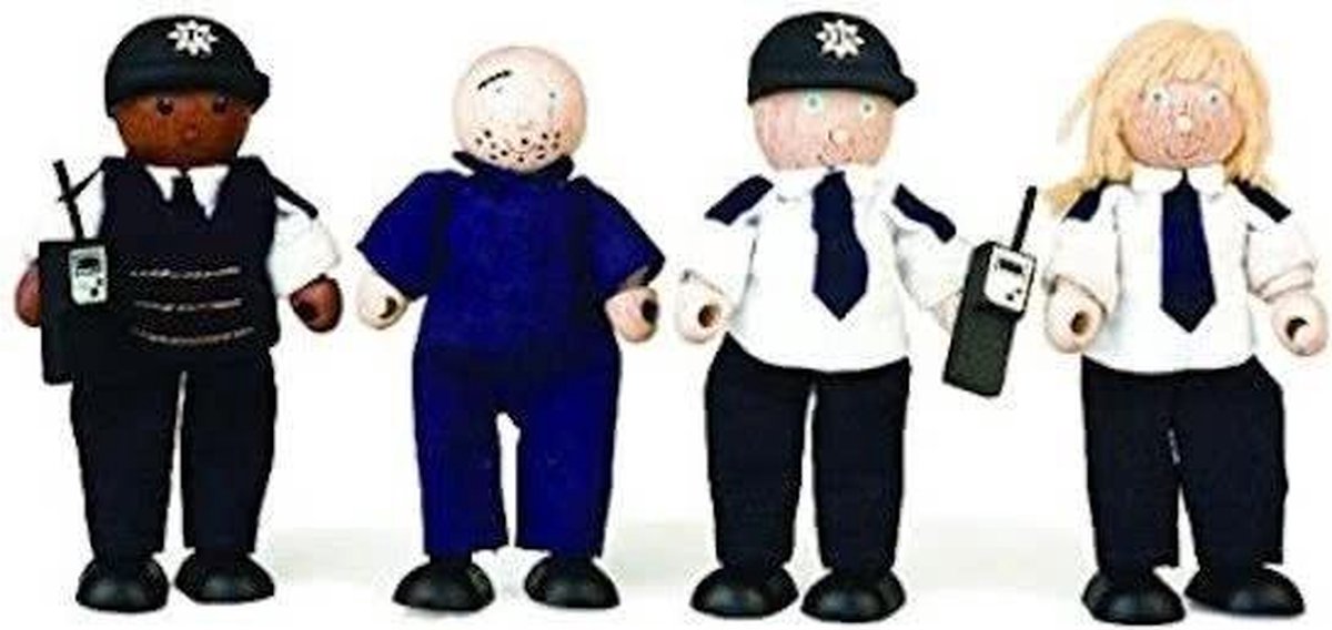 Tidlo Wooden Dollhouse Dolls Police e Crook, 4st.