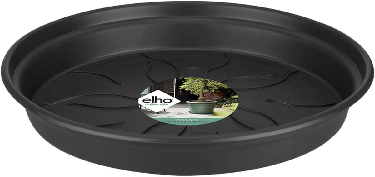 Platillo Elho green basics 17 - platillo para interior y exterior - cultivo y cosecha - ø 17,0 x h 2,3 cm - living black