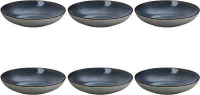 Medard de noblat - feeling indigo - diep bord 24.5 cm - 6 delig - stoneware