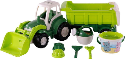Cavallino Toys Cavallino XL Tractor Green con rimorchio e set di secchi di ribaltamento, 9dlg.