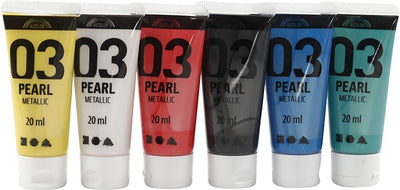 A-color acrylic paint metallic, metallic, standard colors, 6x20 ml 1 box