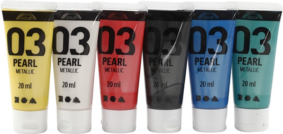 Vernice acrilica A-color metallizzata, metallizzata, colori standard, 6x20 ml 1 scatola