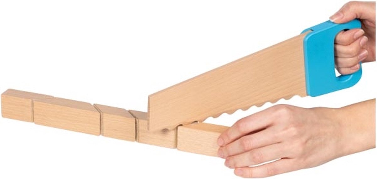 Goki Wooden sierra y bloques de construcción con conexión velcro, 11dlg.