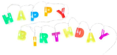 Stringa luminosa Kikkerland Happy Birthday - decorazione di compleanno - luci di compleanno - diversi colori - LED