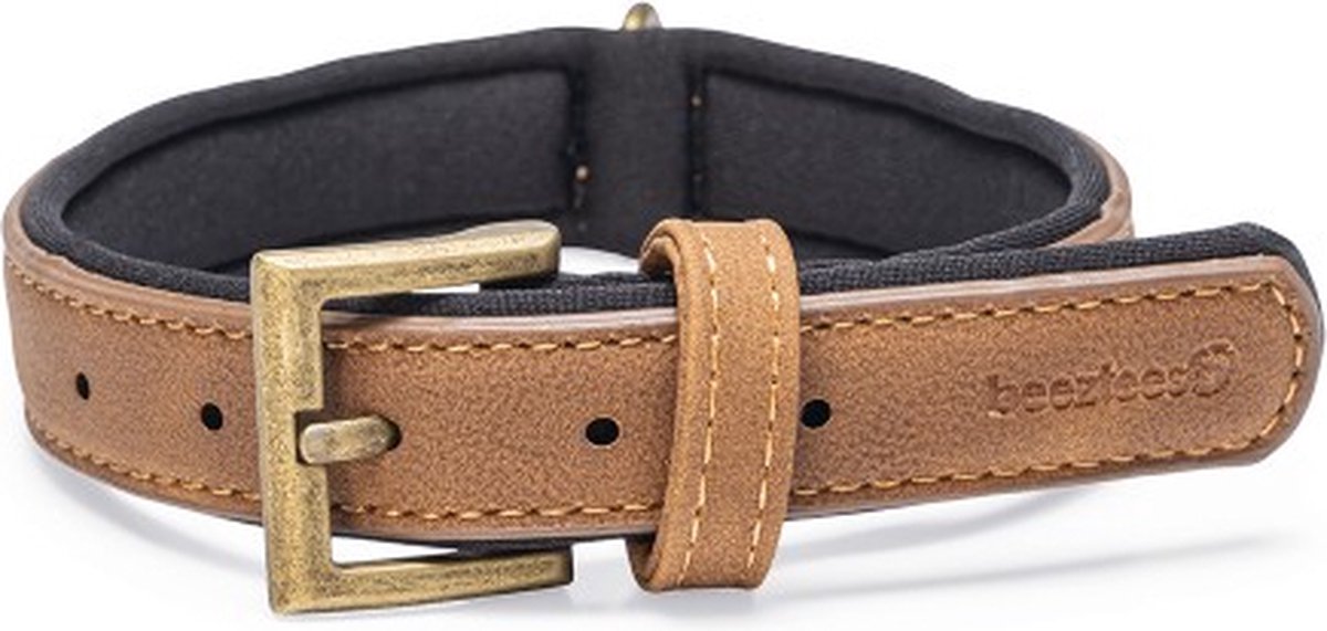 Collare per cani con ascia balacron Beeztees - pelle artificiale - marrone - 31-39 cm x 20 mm