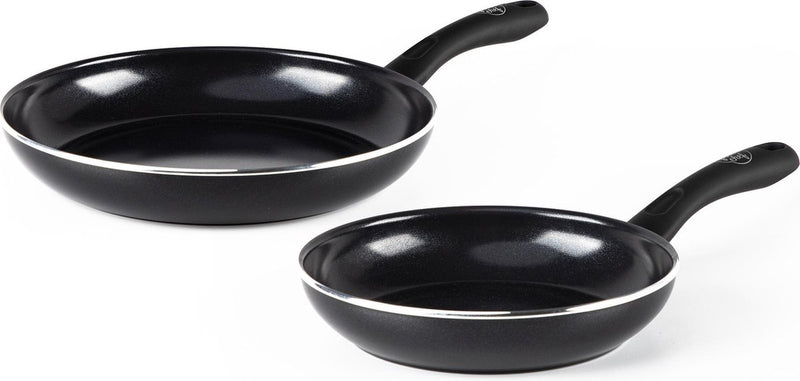 Greenchef set padelle Diamond 2 pezzi - 20 28 cm - rivestimento antiaderente senza pfas - set padelle per induzione - padella in ceramica - adatta al forno fino a 160°C - maniglia refrigerante - nero