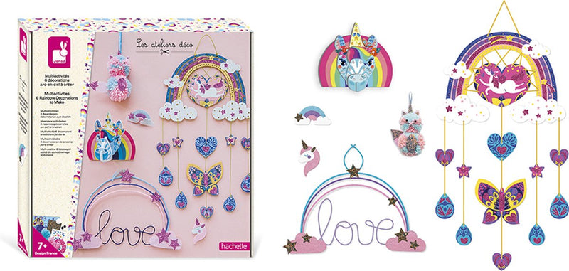 Janod - les ateliers deco - Set de manualidades con 6 decoraciones de arcoíris