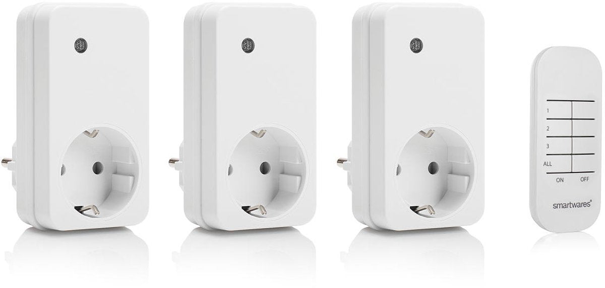 Set interruttori Smartwares sh4-99573 - 4 pezzi - plug connect - 3 prese wireless con telecomando - adatto solo per i Paesi Bassi