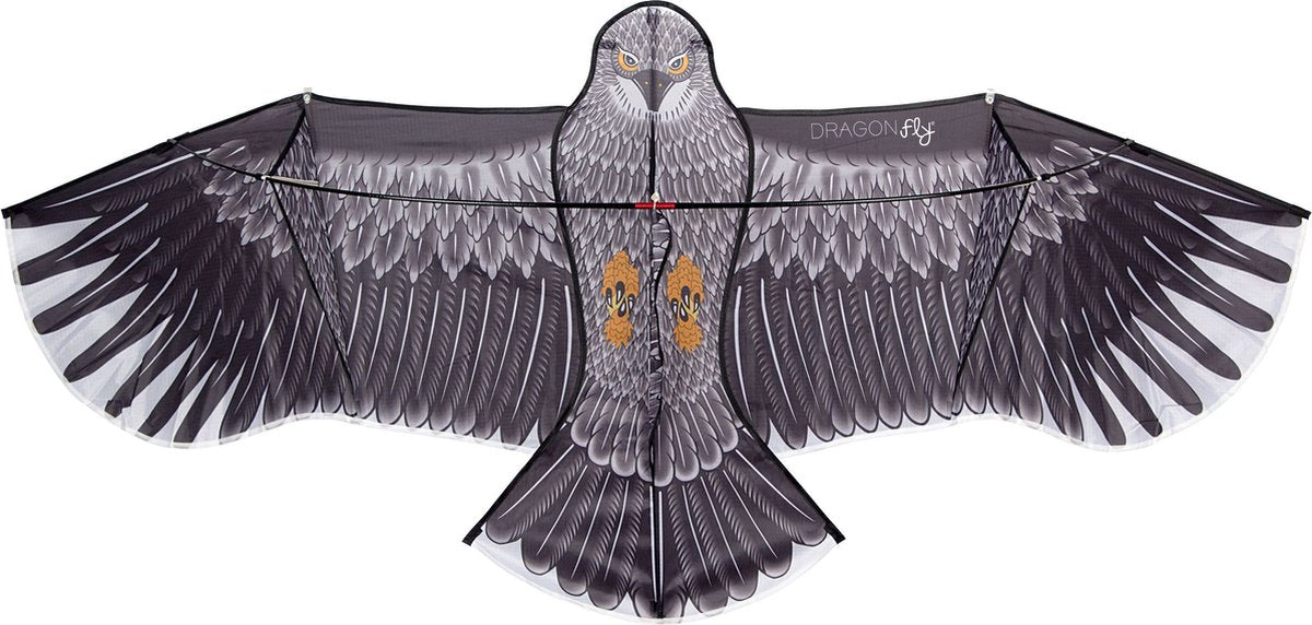 Aquilone dragonfly - aquila - nero grigio - 180 x 80 cm - da 6 anni