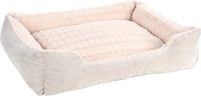 Cesta para perros Flamingo - cojín para perros - cama para perros - verona rectangular - beige - 100x80x25 cm - cesta de felpa con funda extraíble y fondo antideslizante - lavable a 30°c