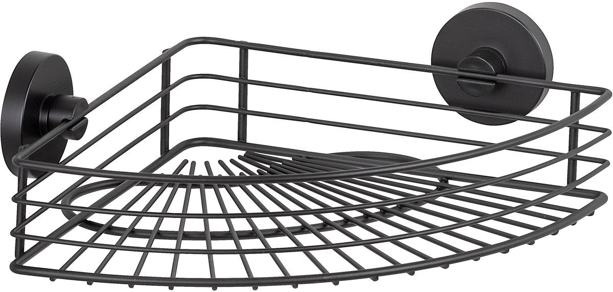 Wenko vacuum-loc hoekrek bari mat zwart 31x22cm - doucherek - douchemand - bevestigen zonder boren