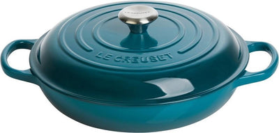Le Creuset casseruola campagnard profonda verde acqua – ø 30 cm 3,5 litri – padella in ghisa con coperchio – smalto blu scuro – forma ampia per preparazioni più grandi – adatta per induzione, forno, barbecue e altro ancora