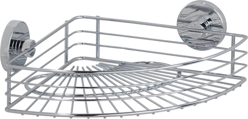 Wenko Vacuum-Loc Corner Rack Bari Chrome 31x22cm - Estante de ducha - Cesta de ducha - Montaje sin taladrar
