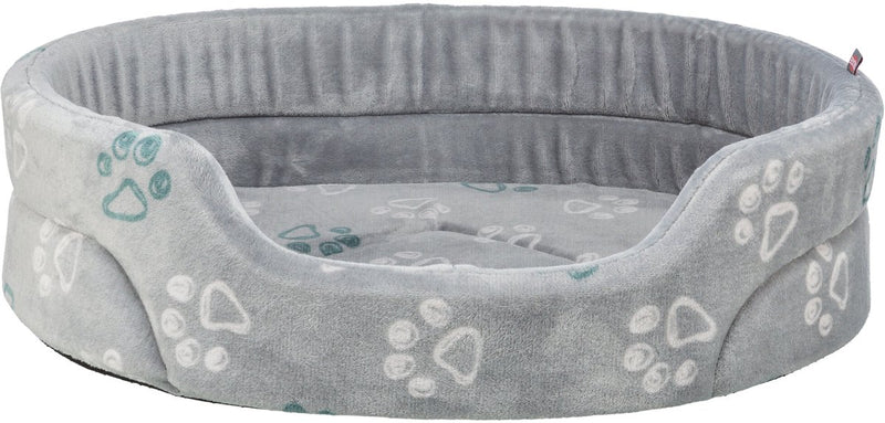 Trixie hondenmand - ovaal lichtgrijs pluche - 45x35 cm met wendbaar kussen en slipvaste onderzijde