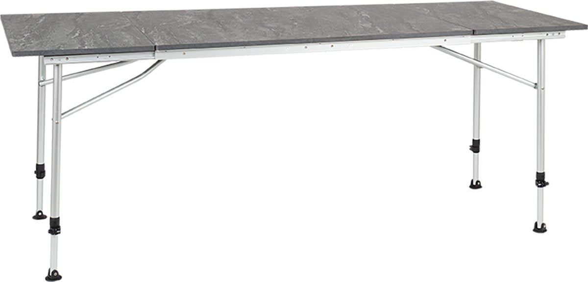 Mesa de camping extensible Travellife sorrento gris oscuro 100 140 180x70 cm - compacta y fácil de usar - regulable en altura - estable y ligera