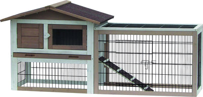 Conejera Flamingo con corral – corral para conejos al aire libre – conejera grande 155x53x70 cm – conejera Sunshine Urban Brown