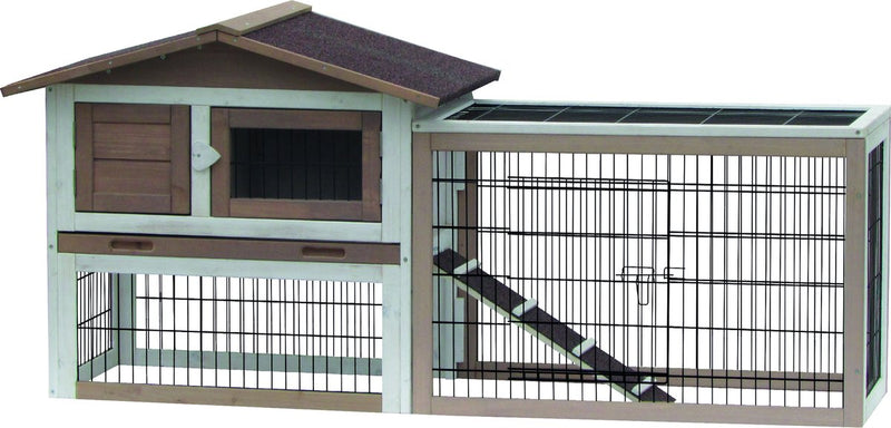 Conejera Flamingo con corral – corral para conejos al aire libre – conejera grande 155x53x70 cm – conejera Sunshine Urban Brown